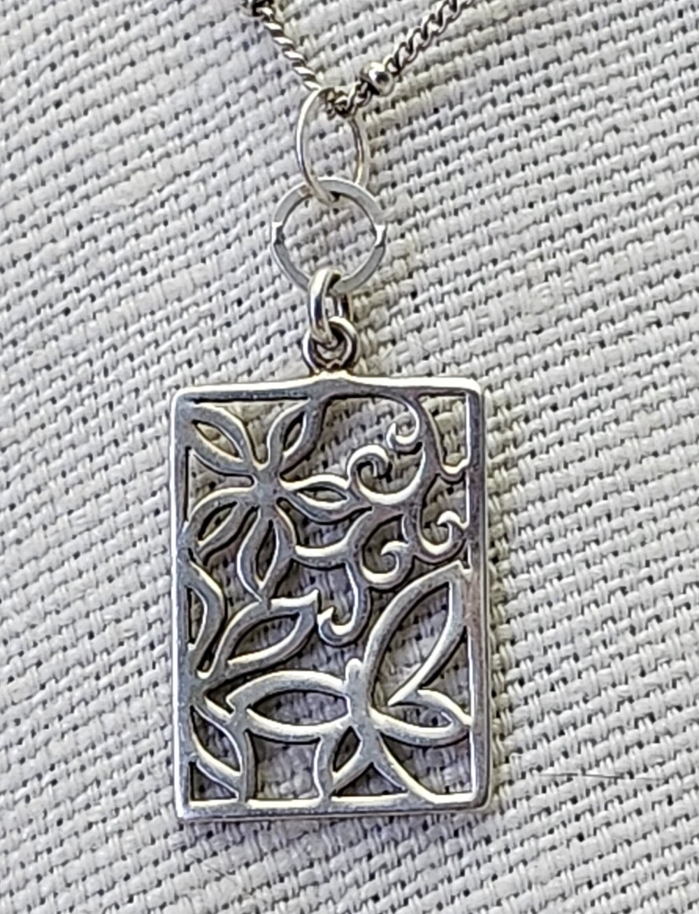 Athena Designs Sterling Silver Floral Dragonfly Cutout Pendant Necklace